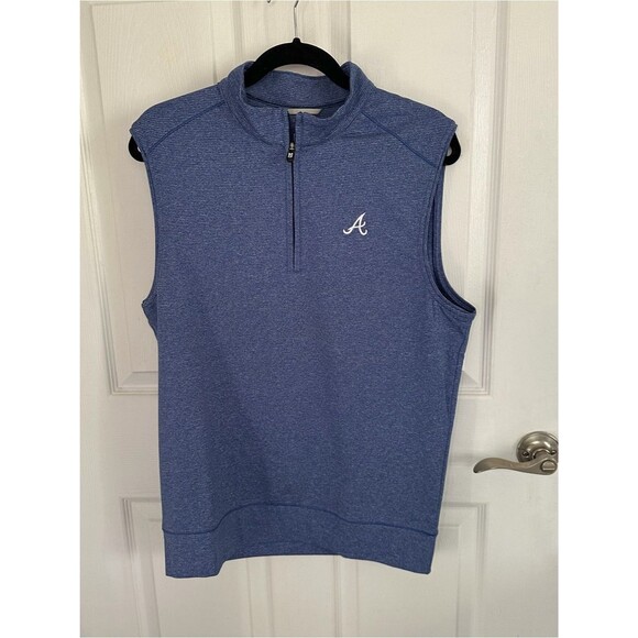 Cutter & Buck Other - Men's Blue Sleeveless Quarter-Zip Pullover Atlanta Braves Vest S Cutter & Buck